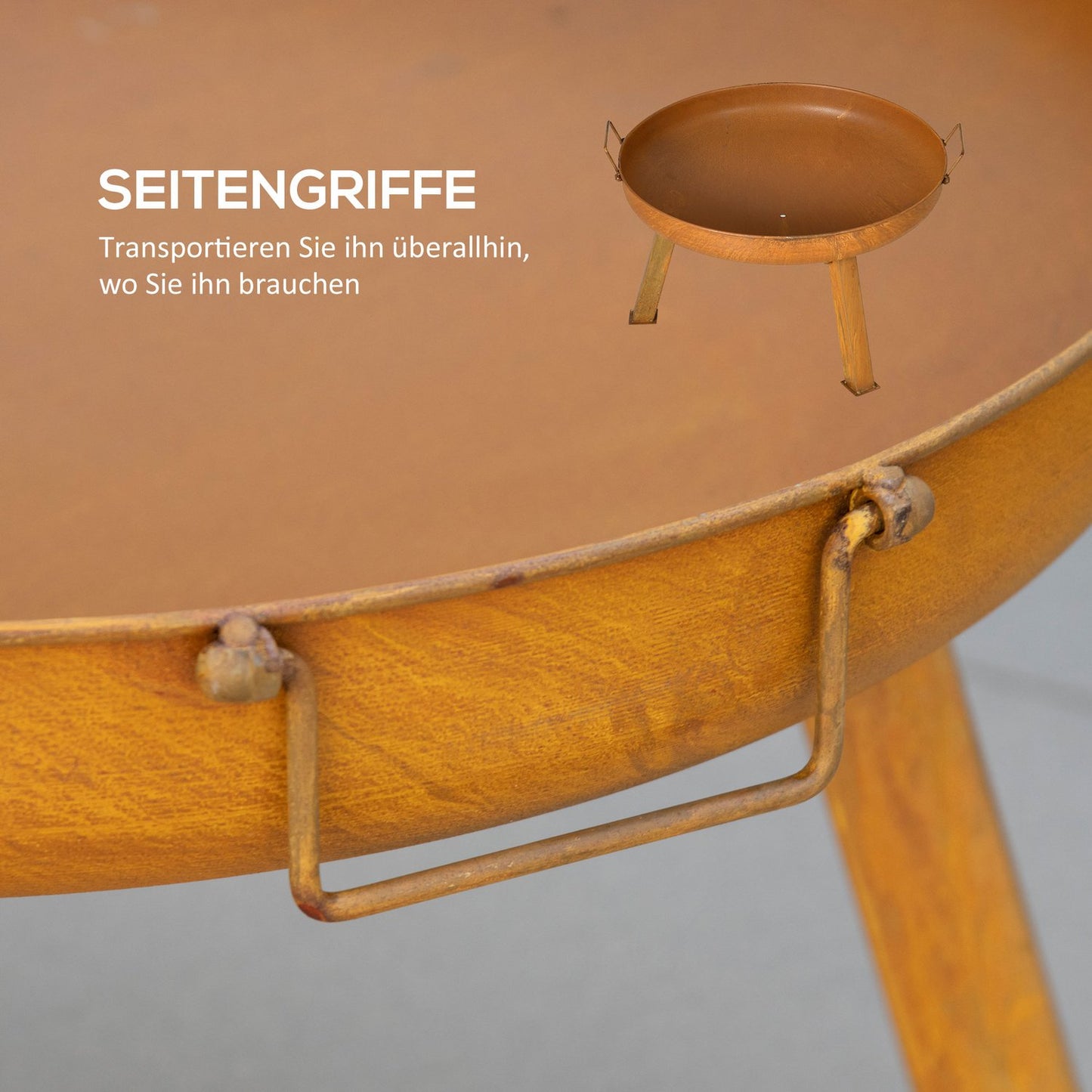 Iron Garden Fire Bowl - Rust finish, 71x60x36cm, including poker