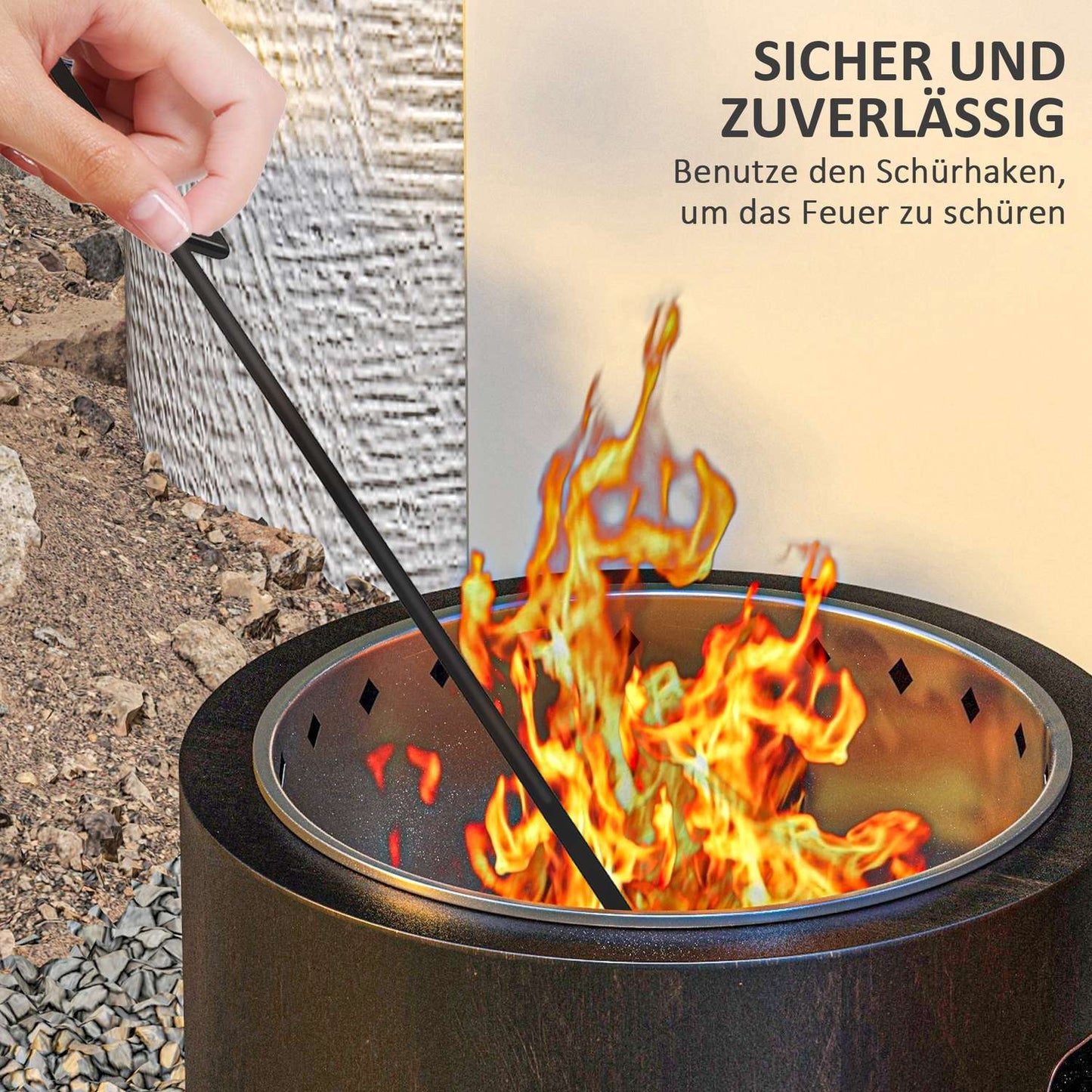 Smokeless fire bowl, Ø45 Cm, metal hearth for garden/camping