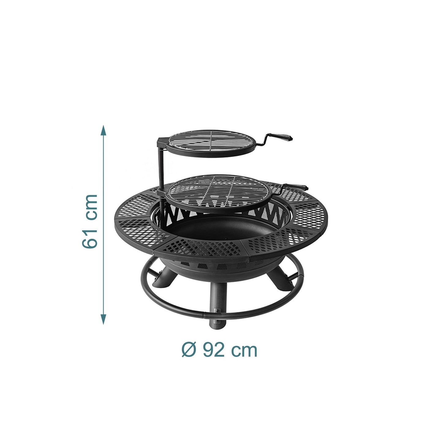 Fire Bowl with 2 Adjustable Swivel Grates