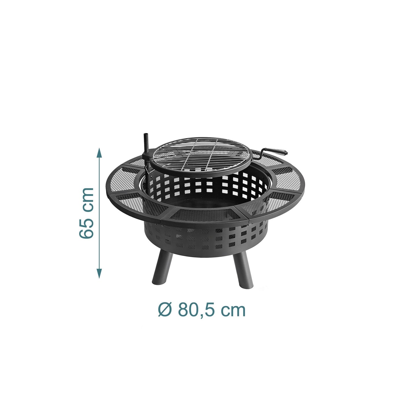 Fire Bowl with 360 Swivel Grill & Lid