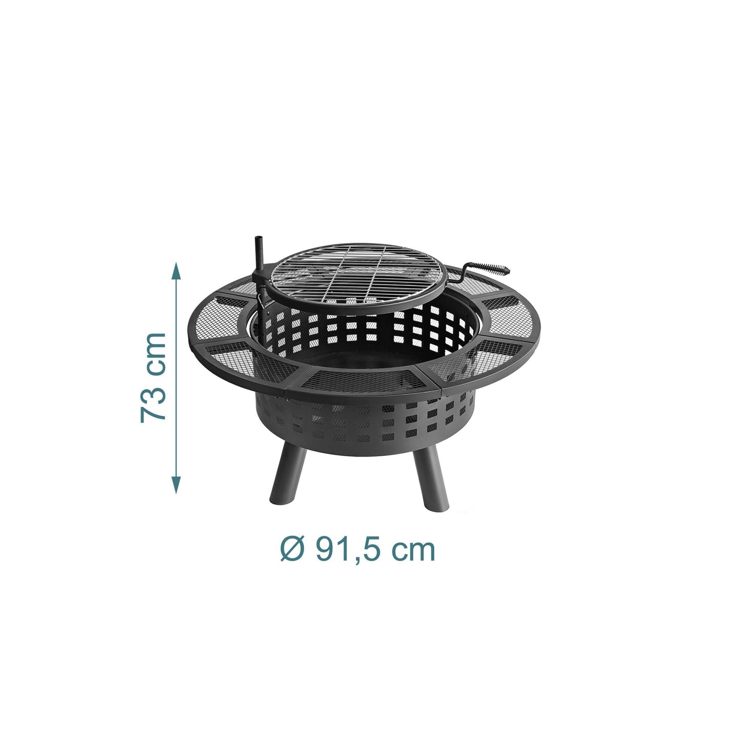 Fire Bowl with 360 Swivel Grill and Poker
