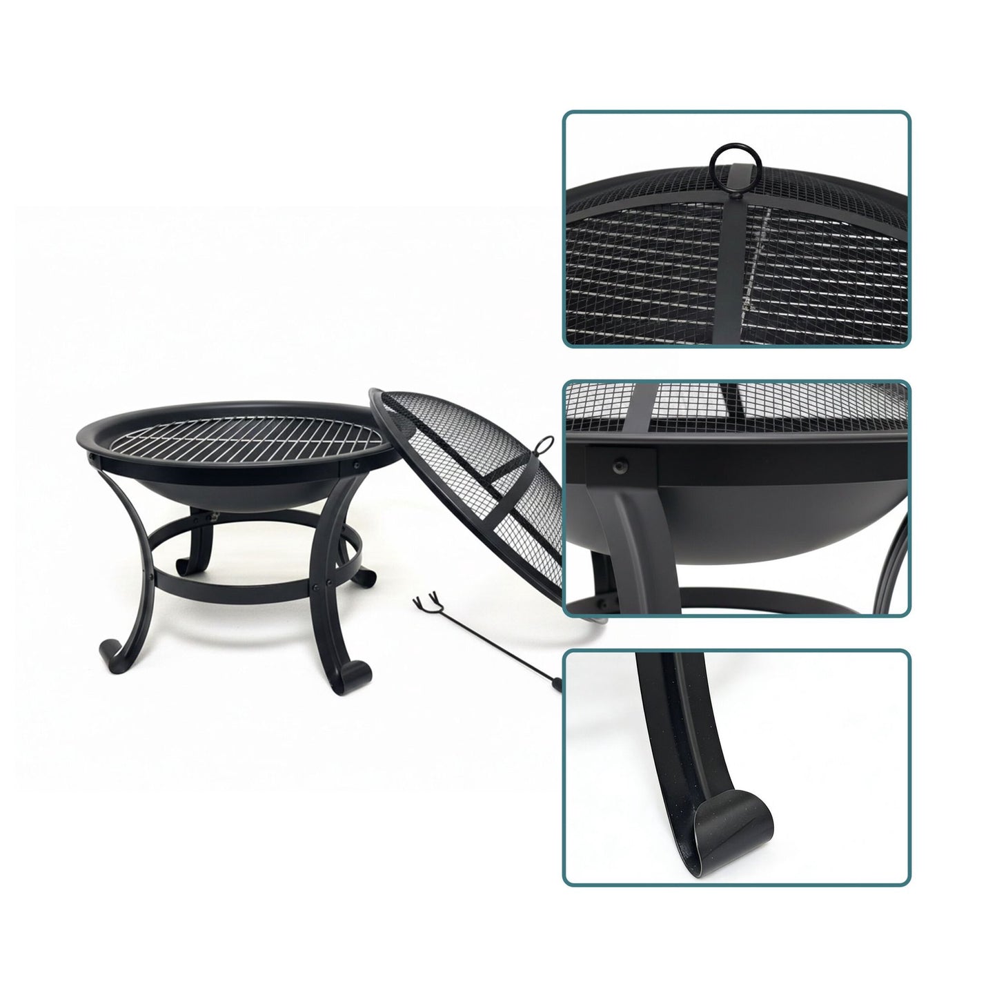 Fire Bowl with Spark Guard and Grill Rack