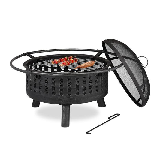 Fire Bowl with Spark Protection & Grill