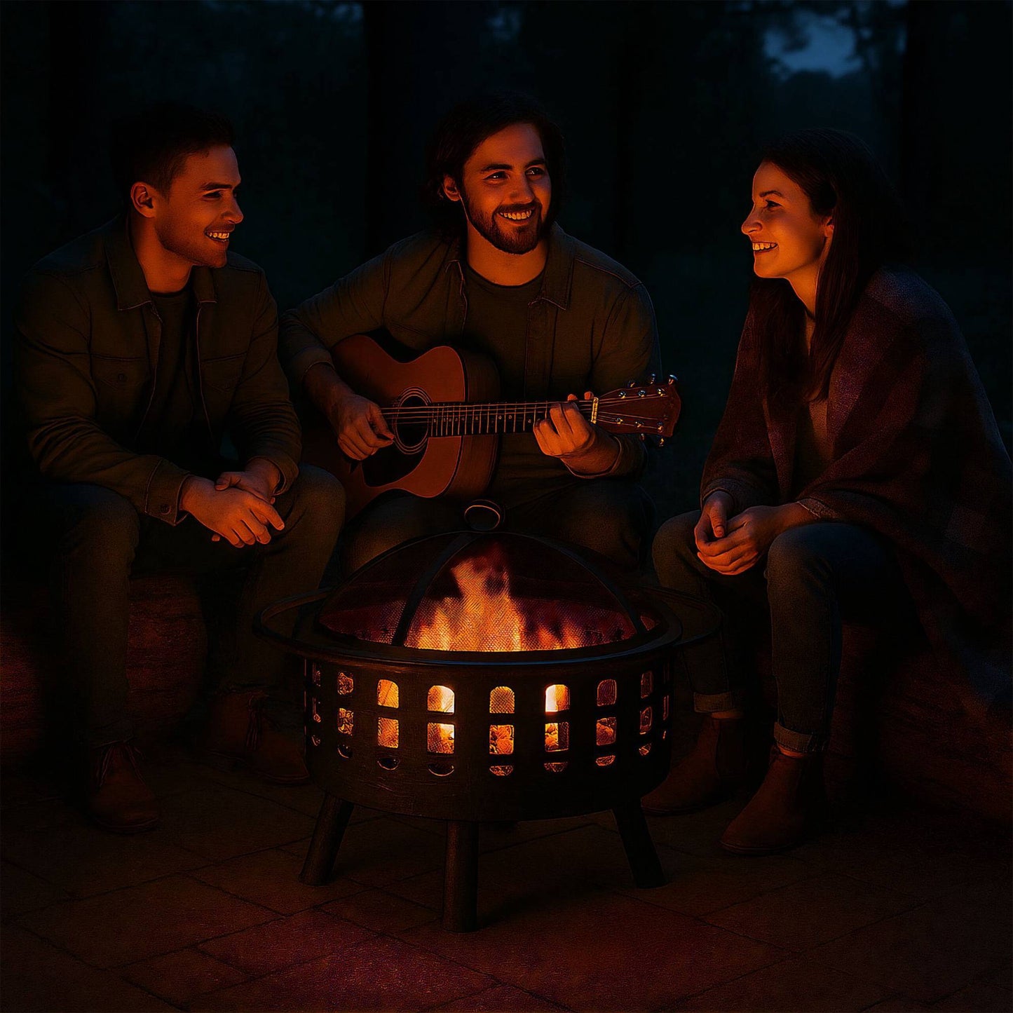 Fire Bowl with Spark Protection & Grill