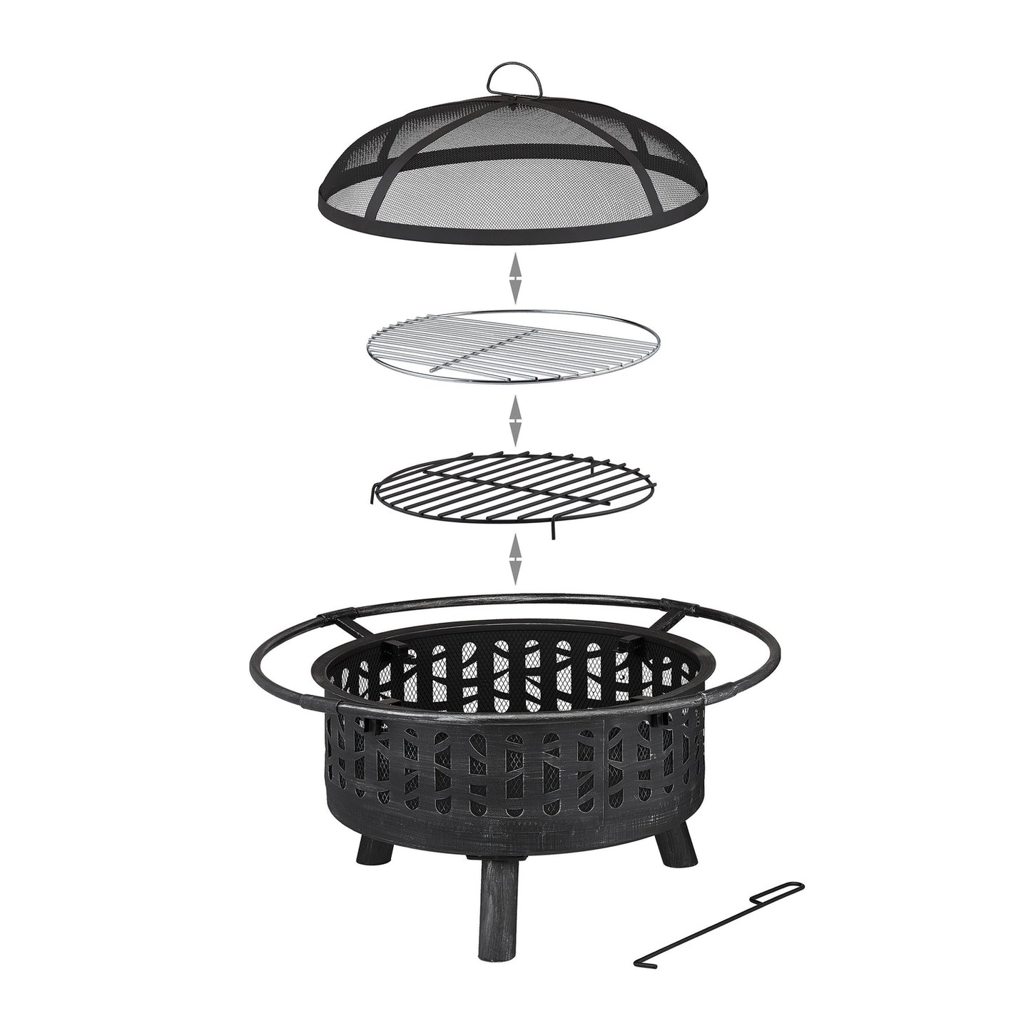 Fire Bowl with Spark Protection & Grill
