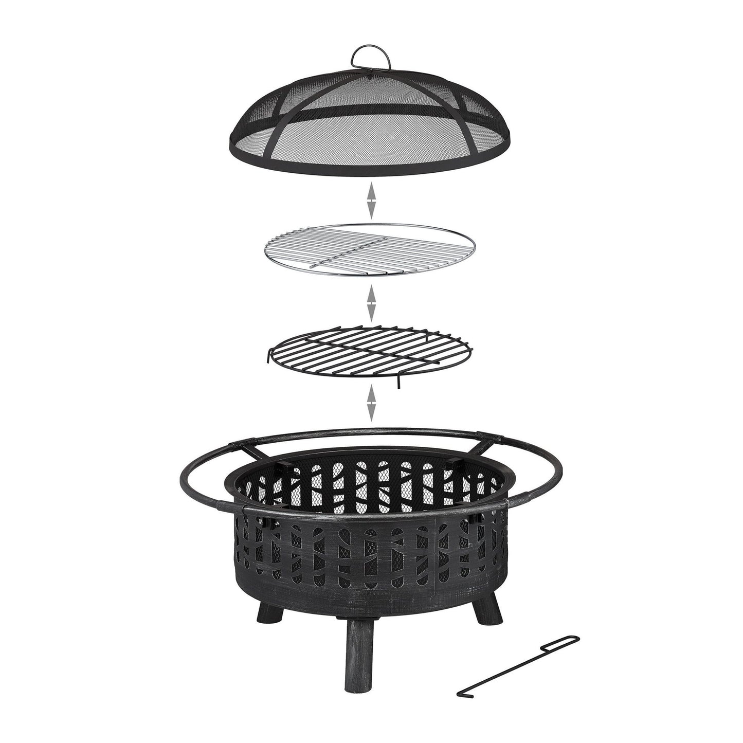 Fire Bowl with Spark Protection & Grill