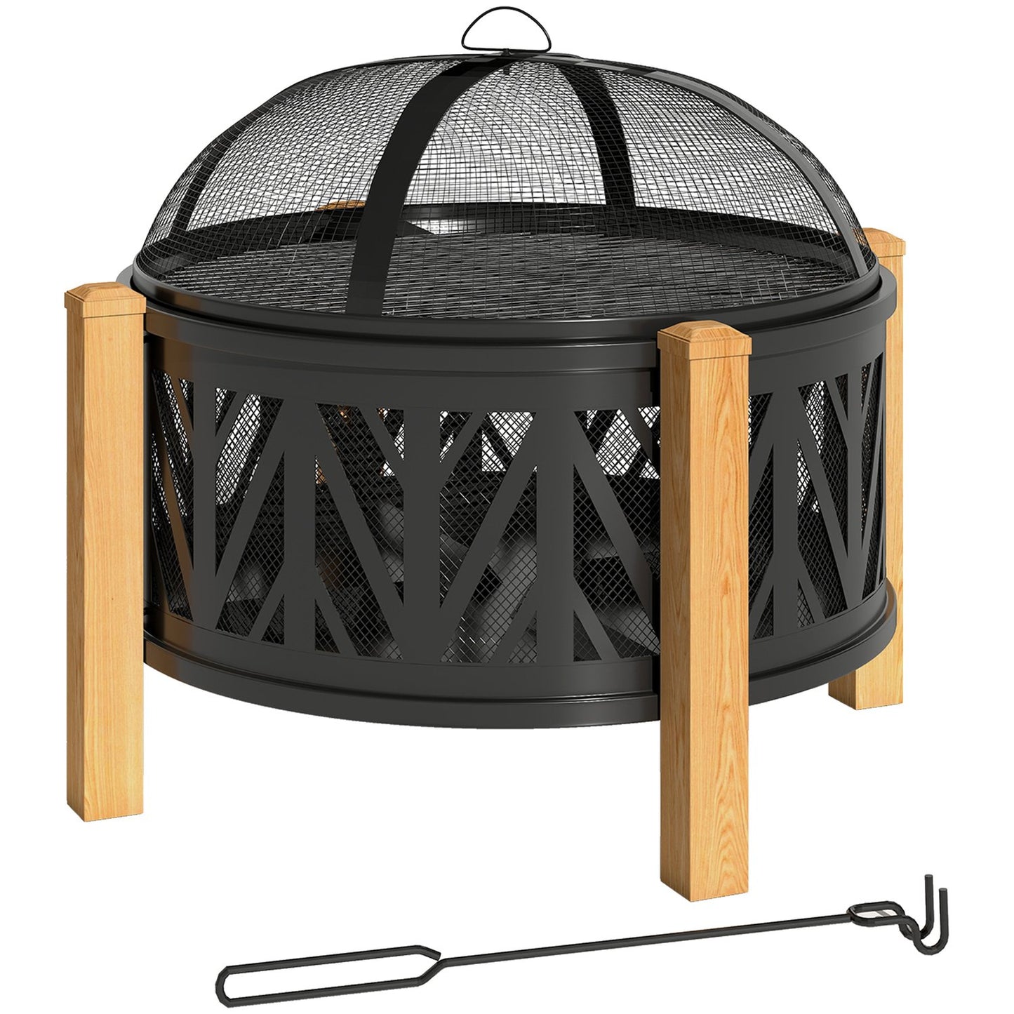 Fire Pit 2-in-1, 75x58 cm, Spark Guard, Grill Grate