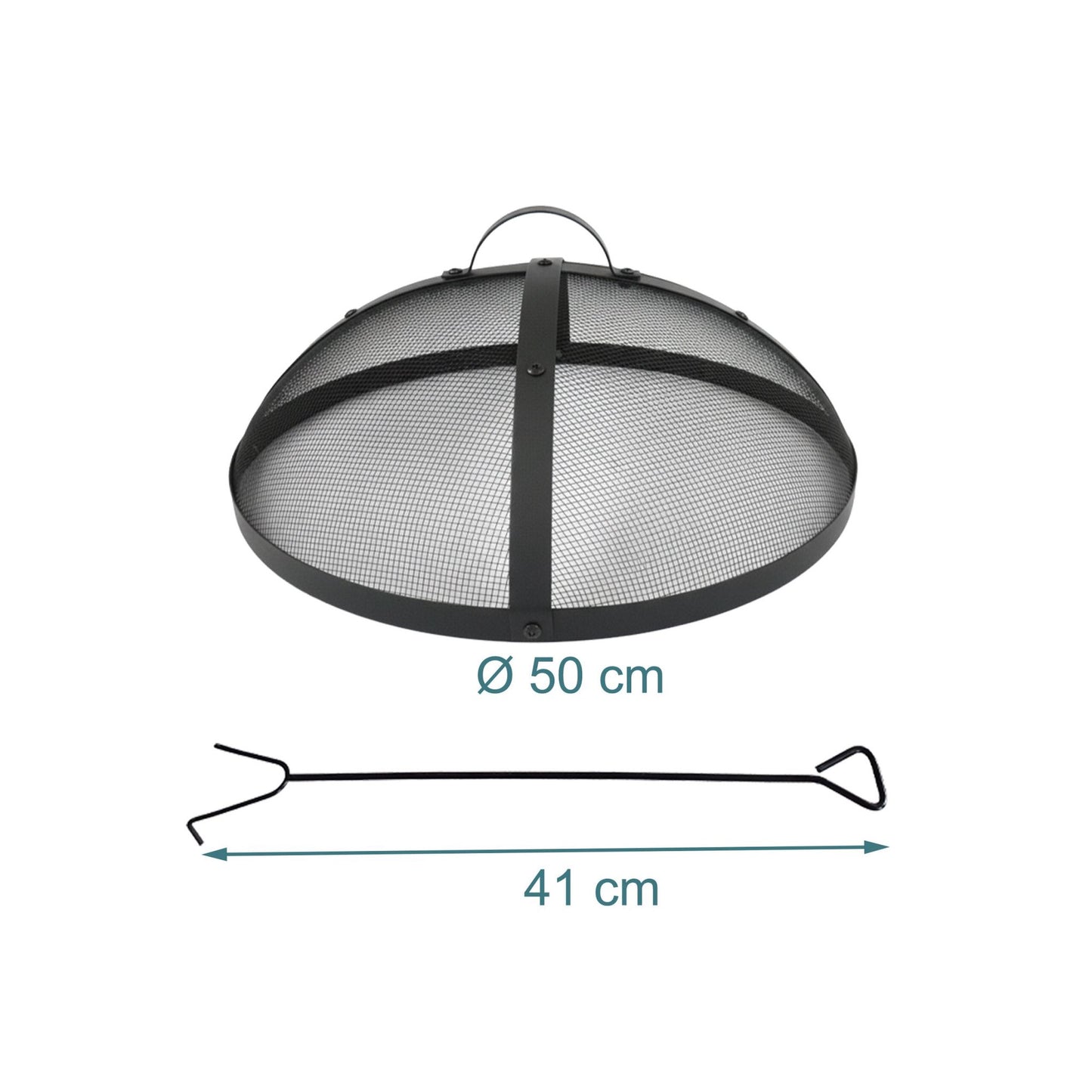 Fire Pit Spark Guard, Round Metal Mesh Cover, 50 cm
