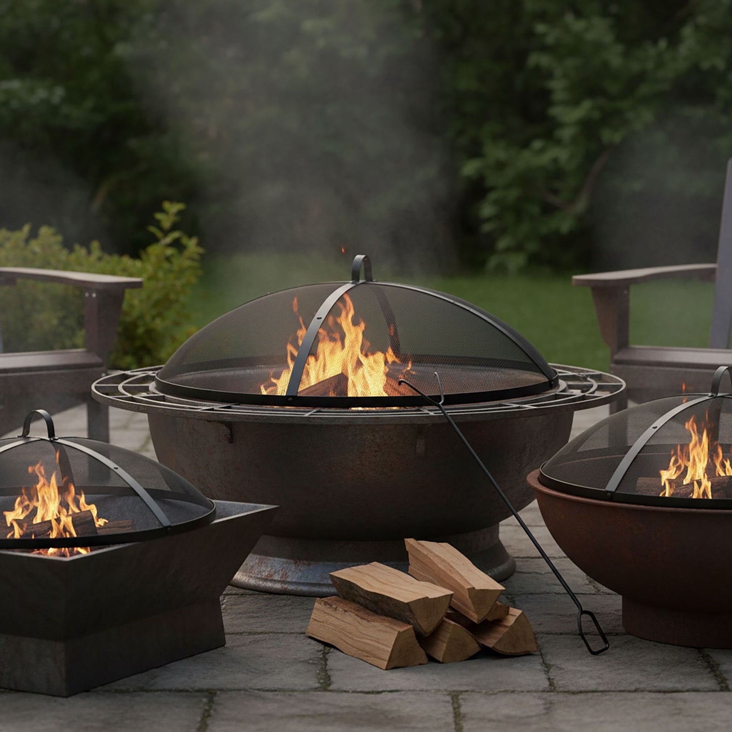 Fire Pit Spark Guard, Round Metal Mesh, Size 100 cm