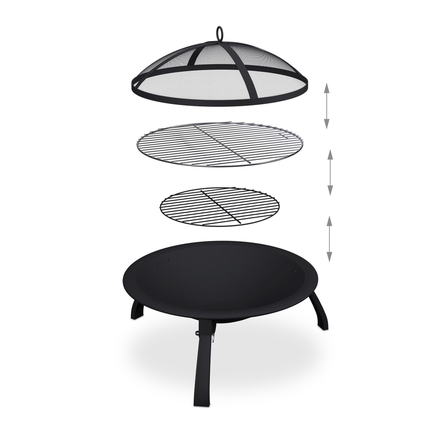 Fire Pit with Grill and Spark Guard, Folding Design