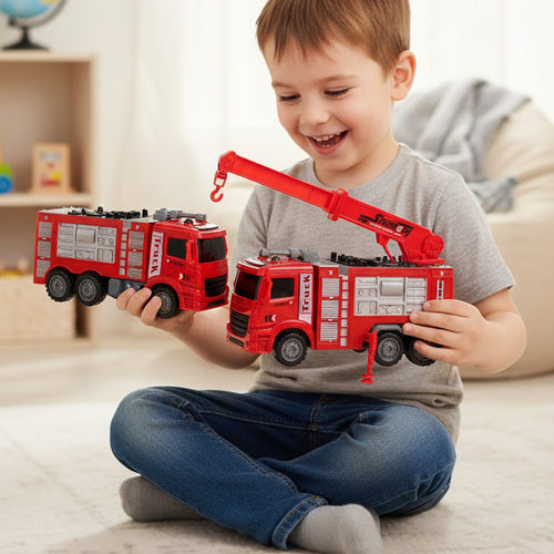 Fire Truck Toy Set for Kids, 6-Piece Rescue Vehicles