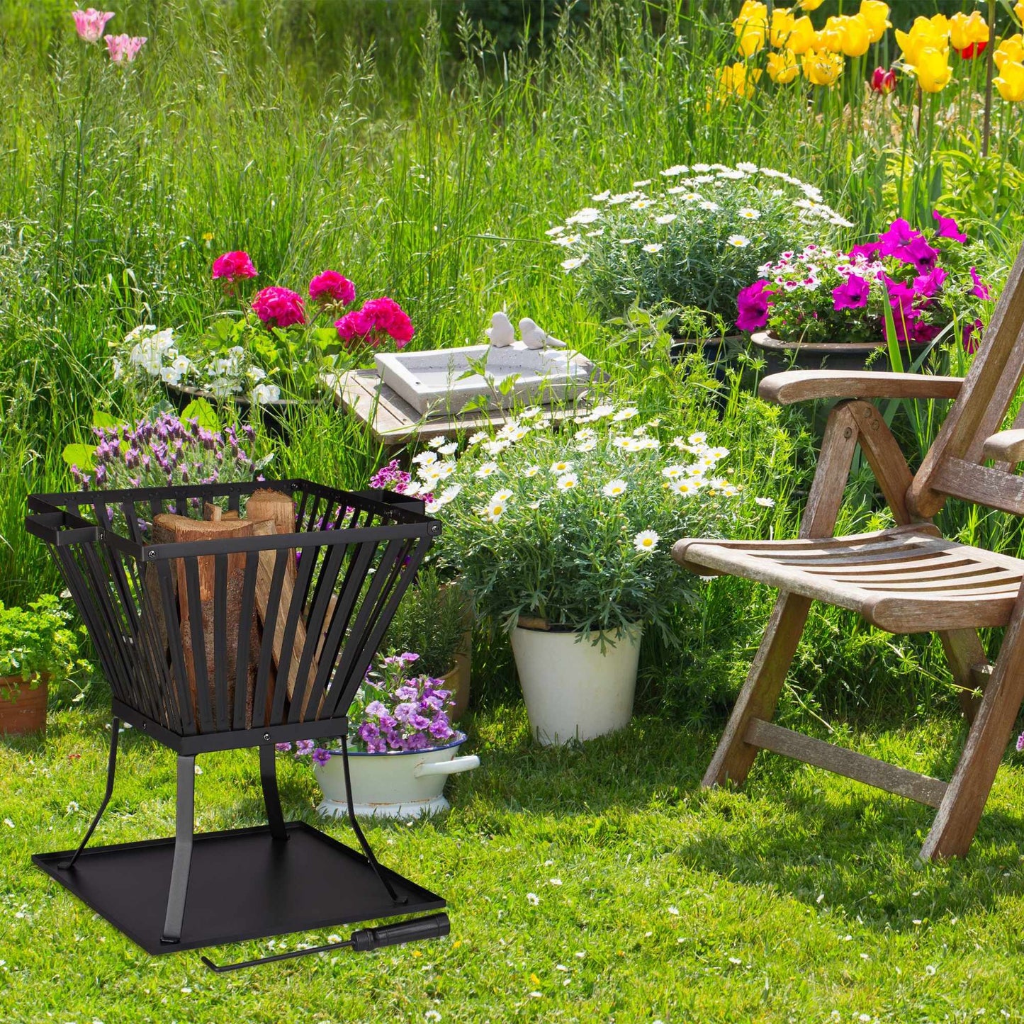 Fire basket XL with fire fork