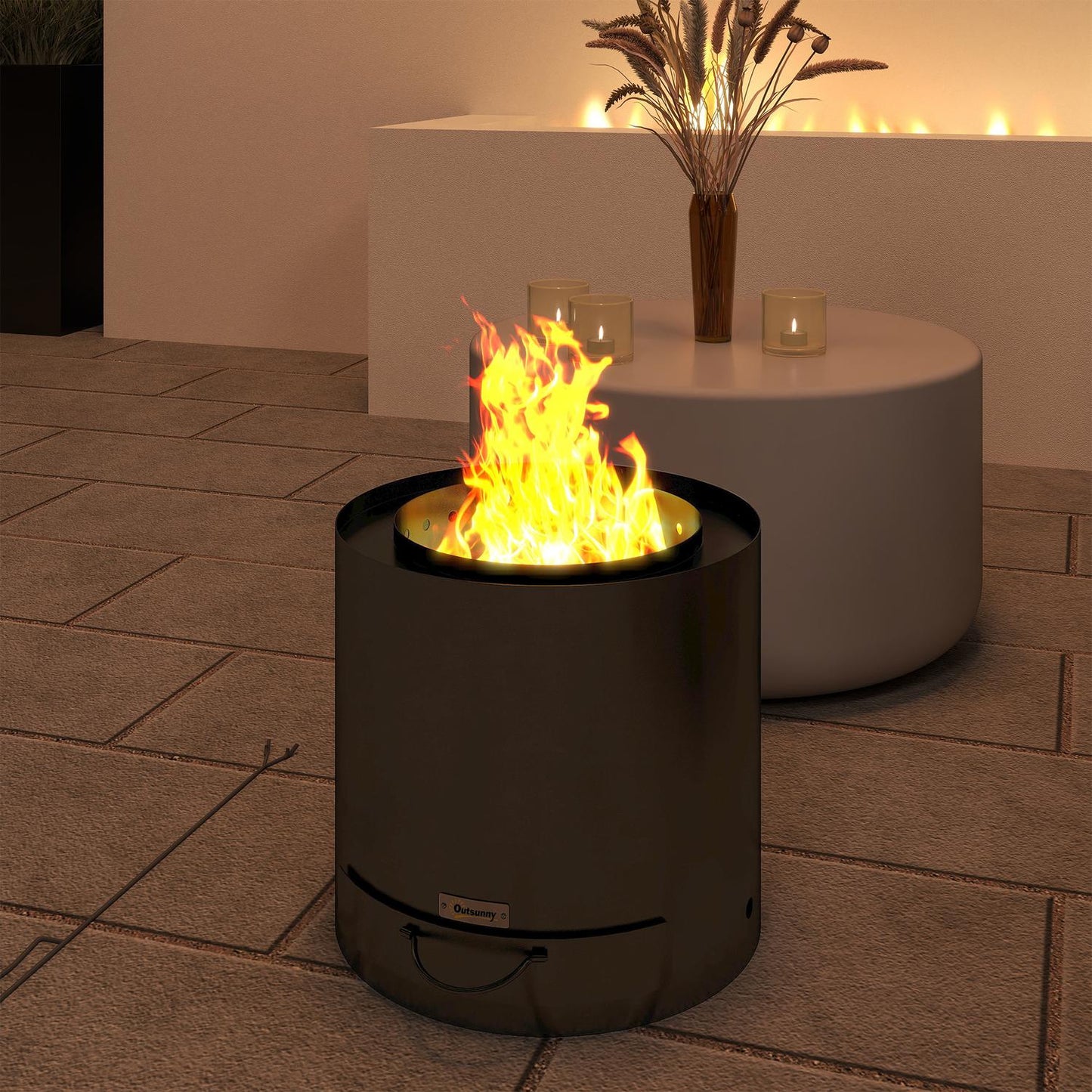 Fire pit in steel Ø45 x 42 cm with poker and ashtray