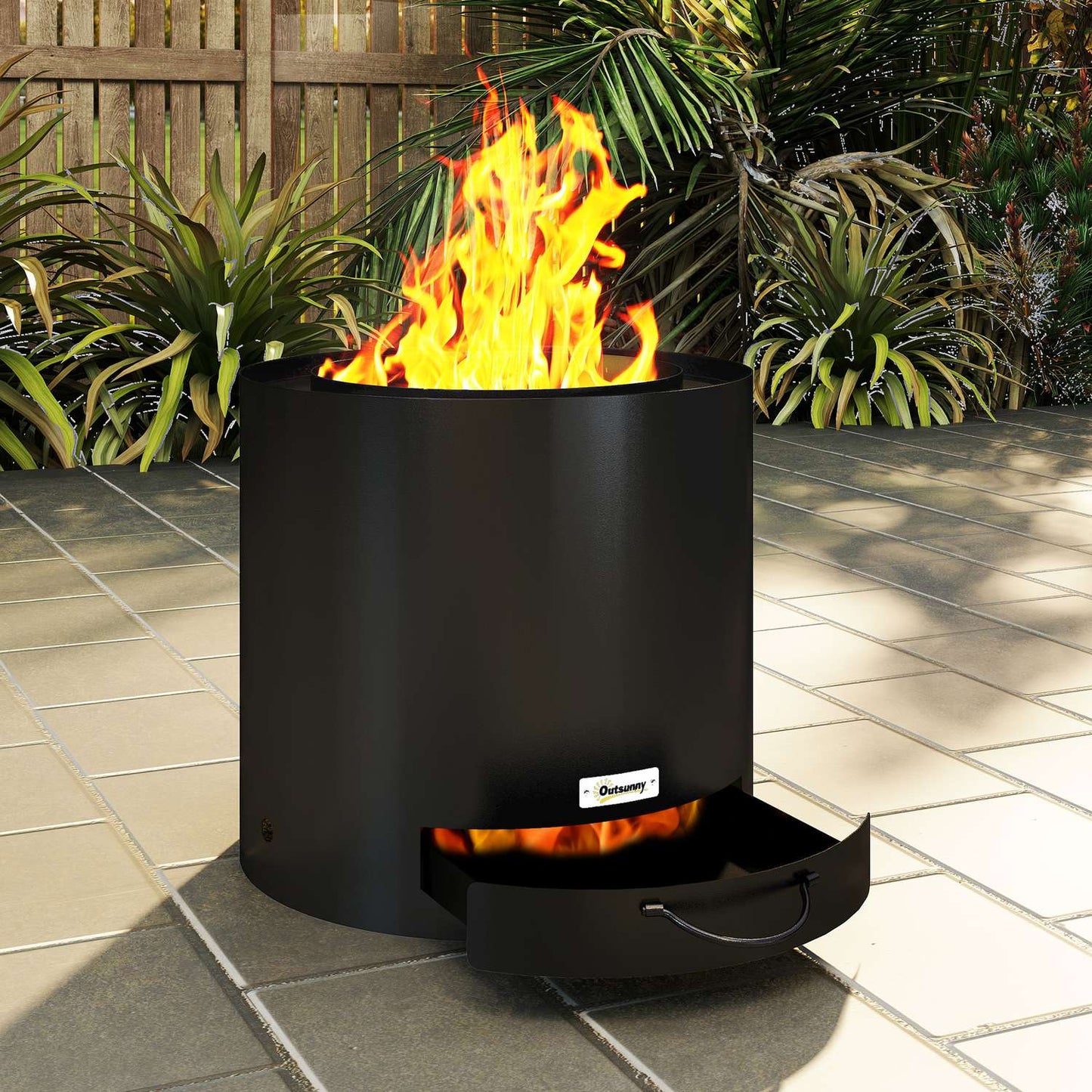 Fire pit in steel Ø45 x 42 cm with poker and ashtray