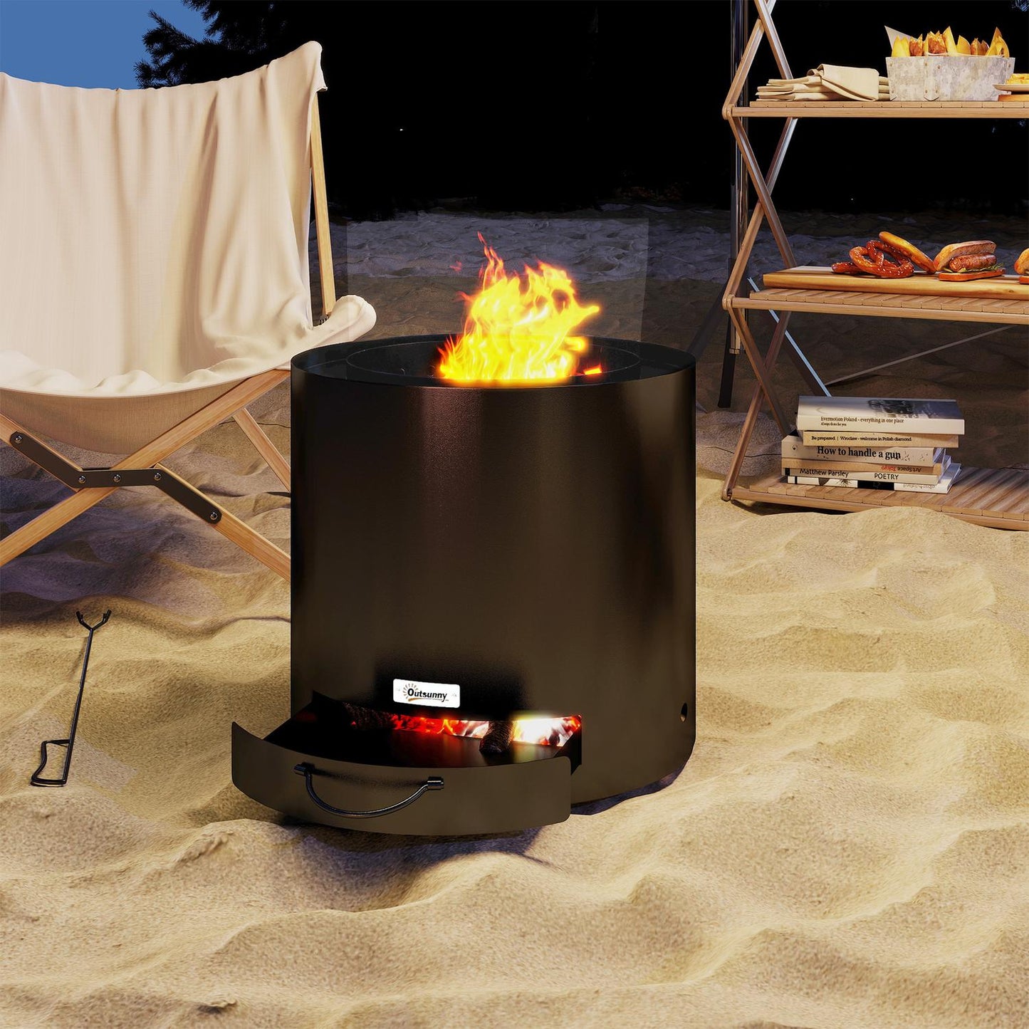 Fire pit in steel Ø45 x 42 cm with poker and ashtray