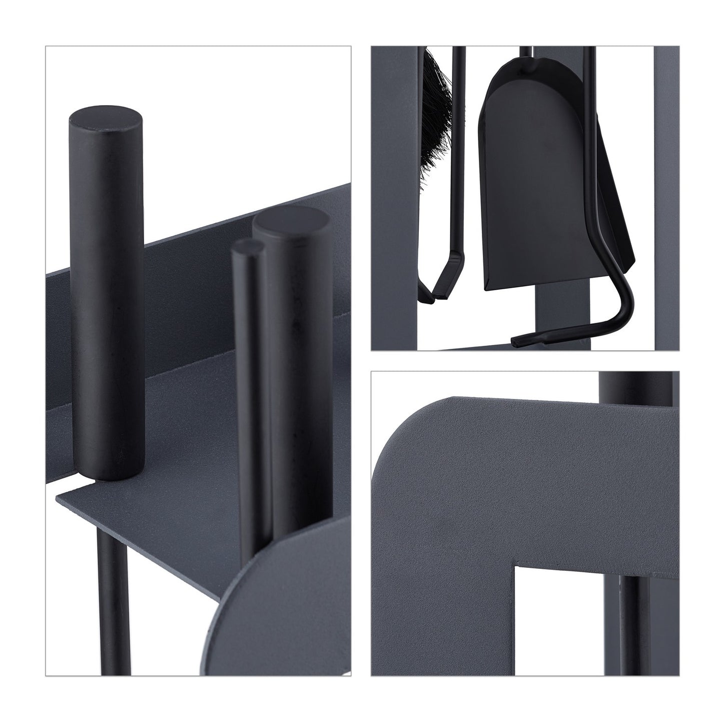 Fireplace 5 parts in grey/black