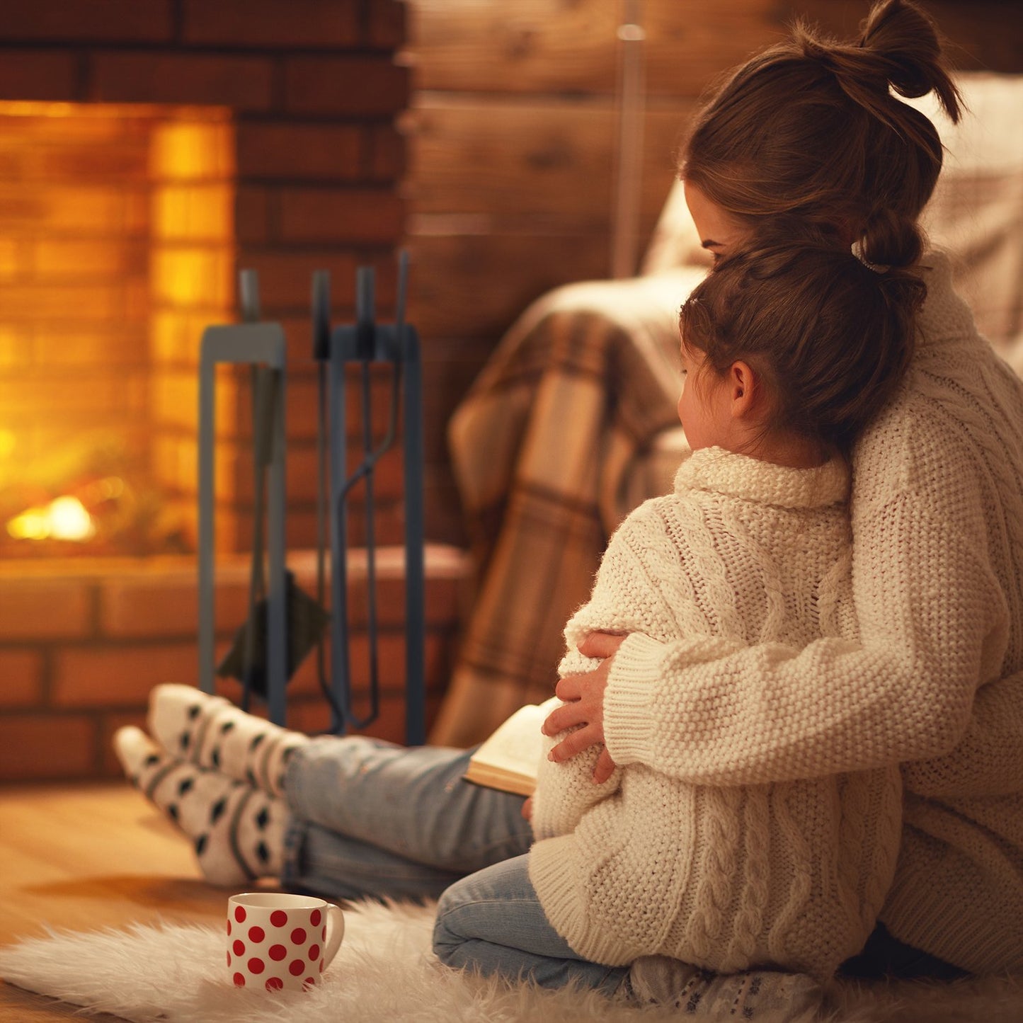 Fireplace 5 parts in grey/black