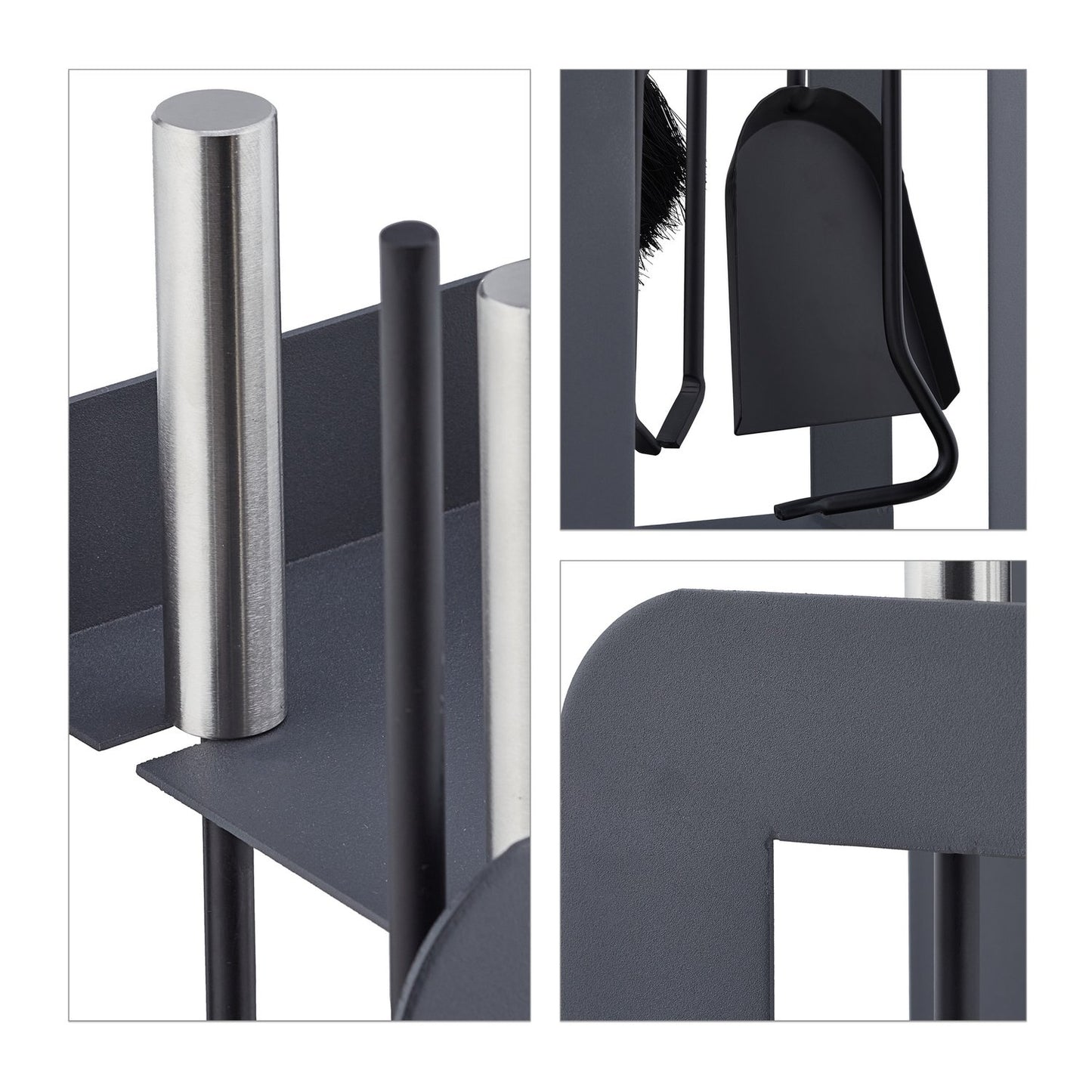 Fireplace 5 parts in grey/silver