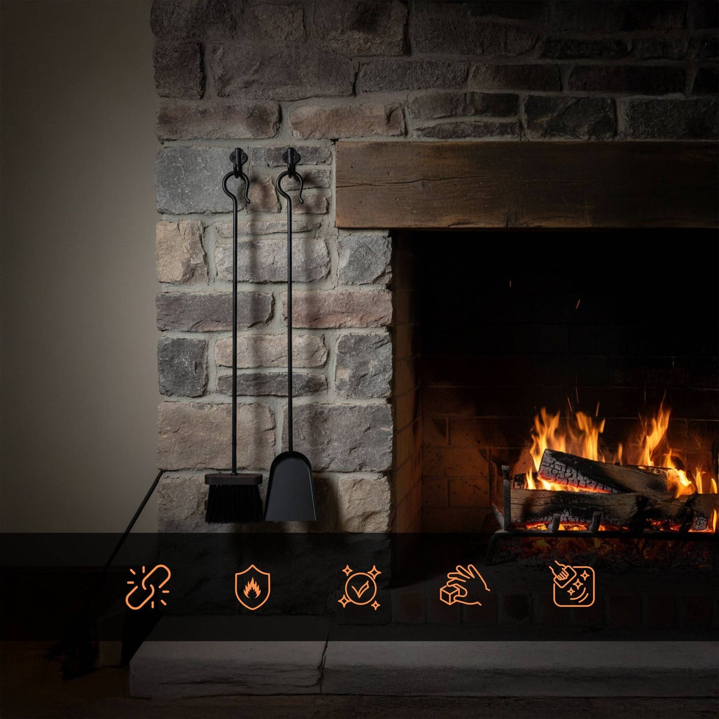 Fireplace Cleaning Set – Ash Broom & Shovel