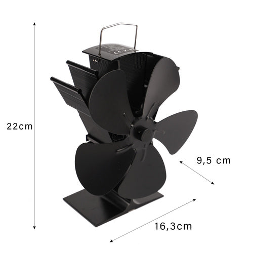 Fireplace Fan, 5-Blade Heat Powered