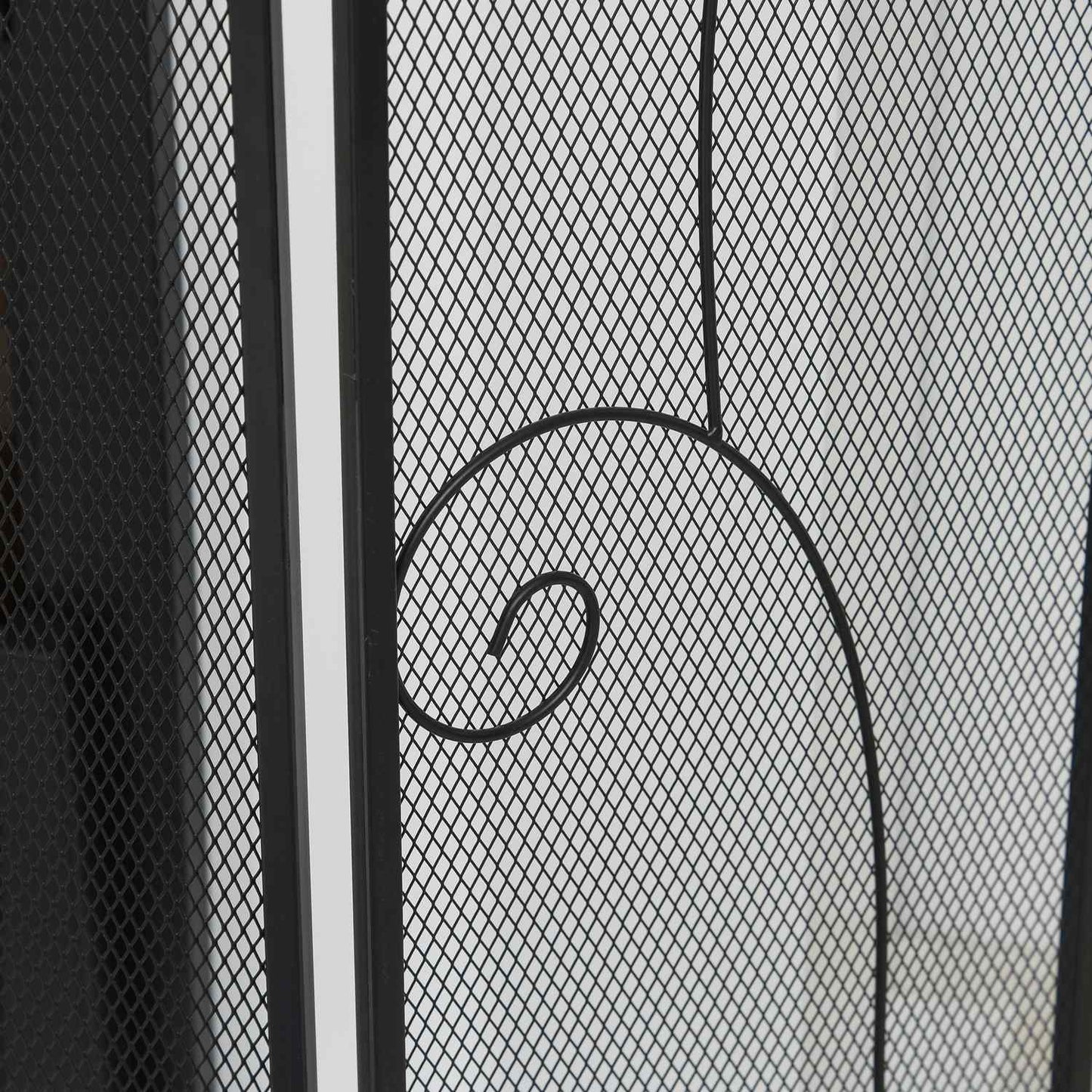 Fireplace Screen - Black Folding Metal Spark Guard