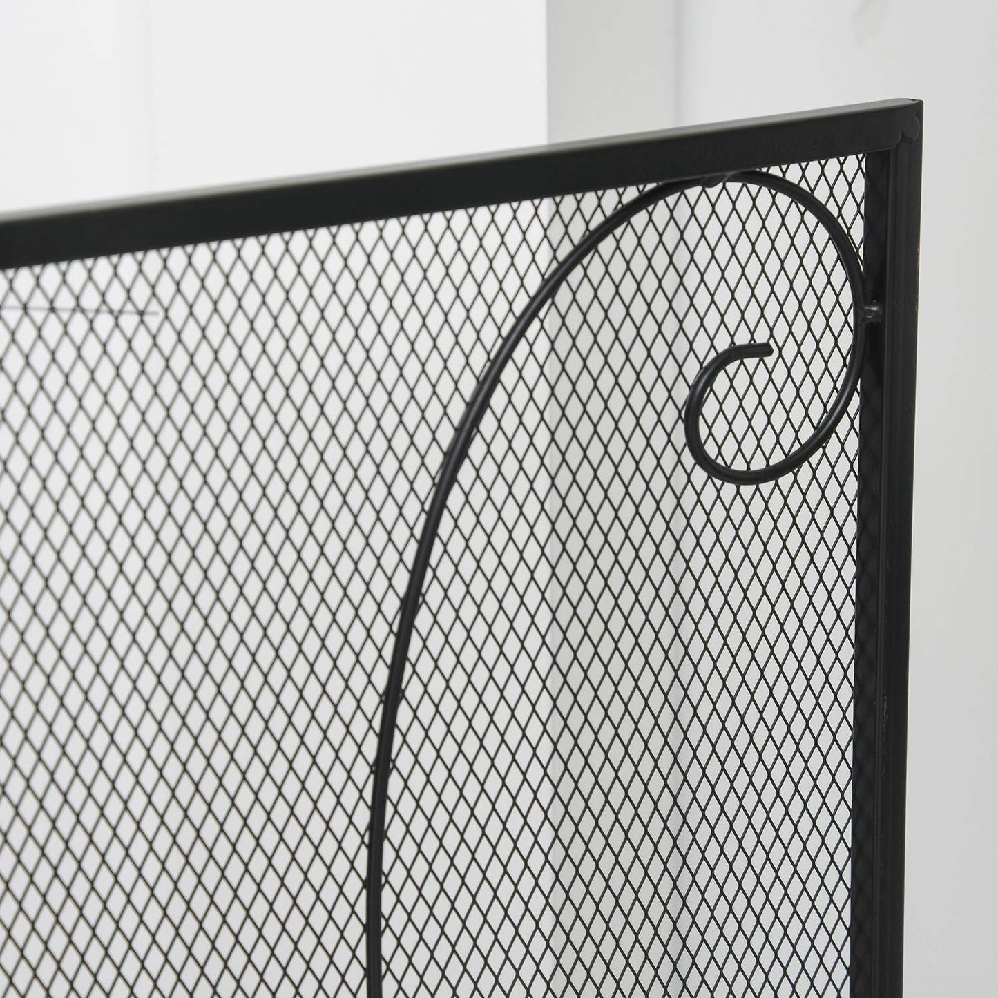 Fireplace Screen - Black Folding Metal Spark Guard