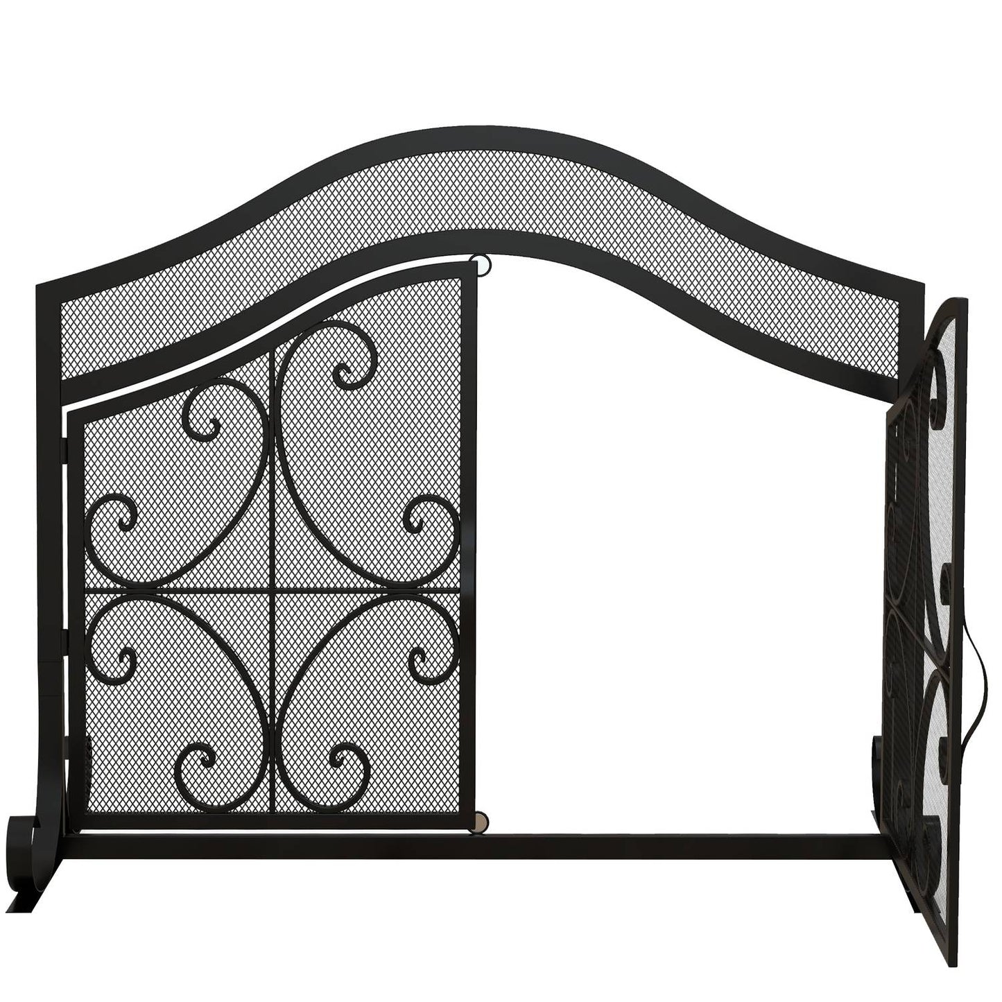 Fireplace guard & Gate - Magnetic steel, Black 105x80.5 cm