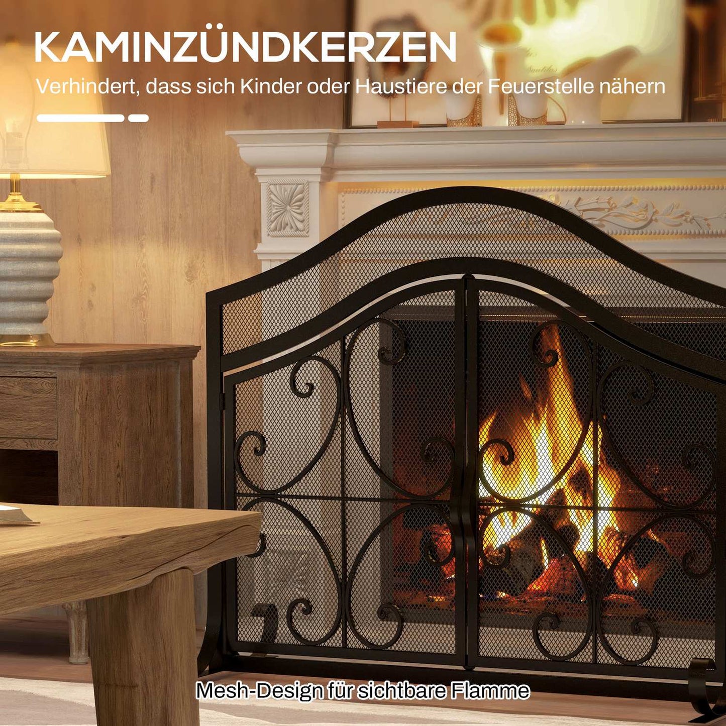Fireplace guard & Gate - Magnetic steel, Black 105x80.5 cm