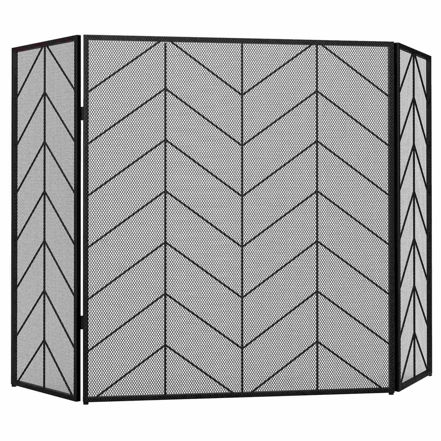 Folding steel fireplace cover with 3 panels, 135 x 85 cm