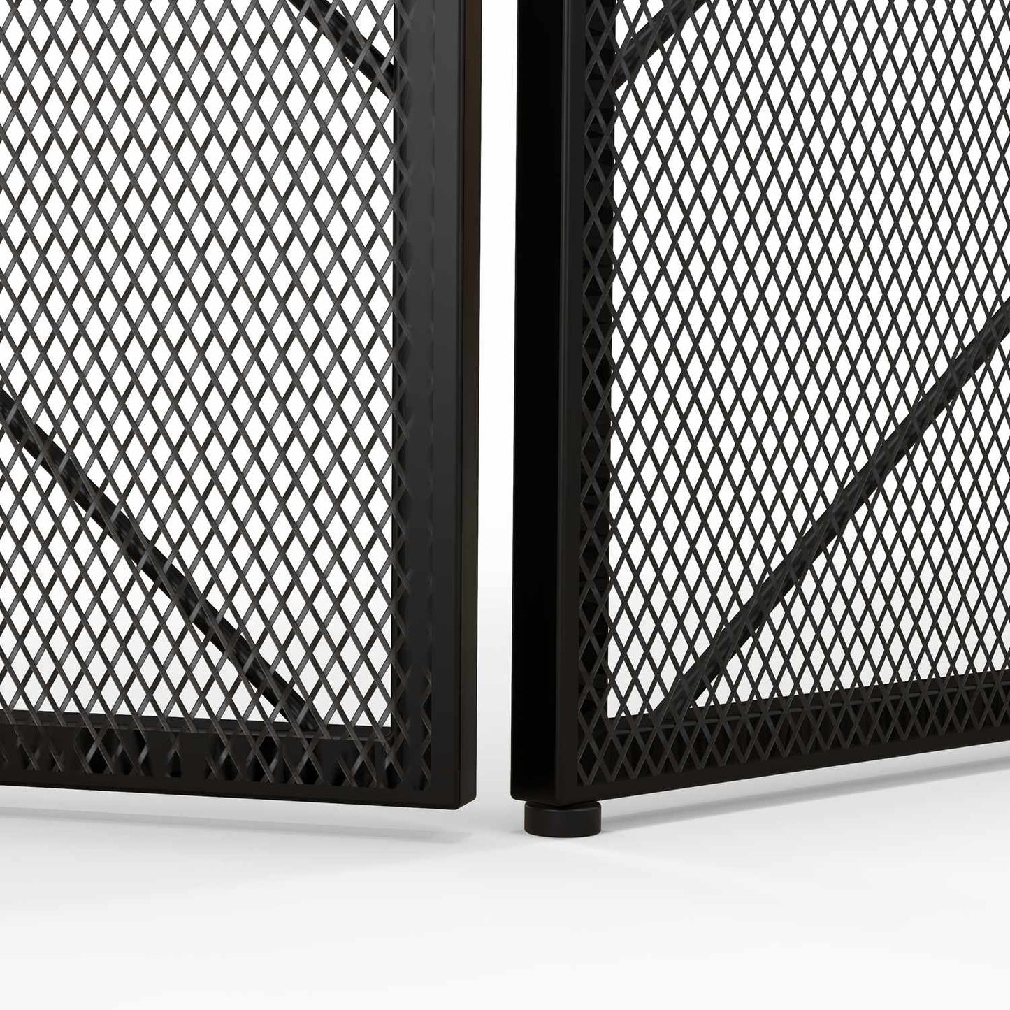 Folding steel fireplace cover with 3 panels, 135 x 85 cm