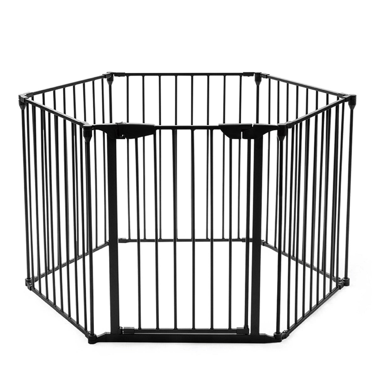 Fireplace Safety Gate with Door, Wall Mount, Black Iron