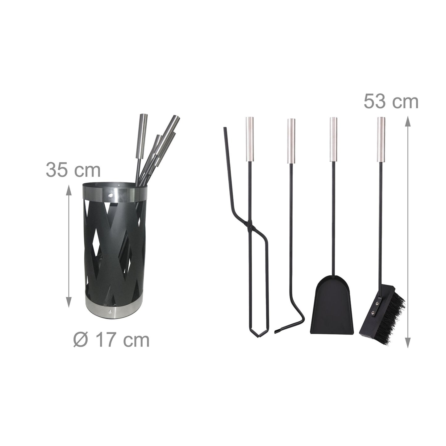 Fireplace Tool Set, 5-Piece Iron & Steel