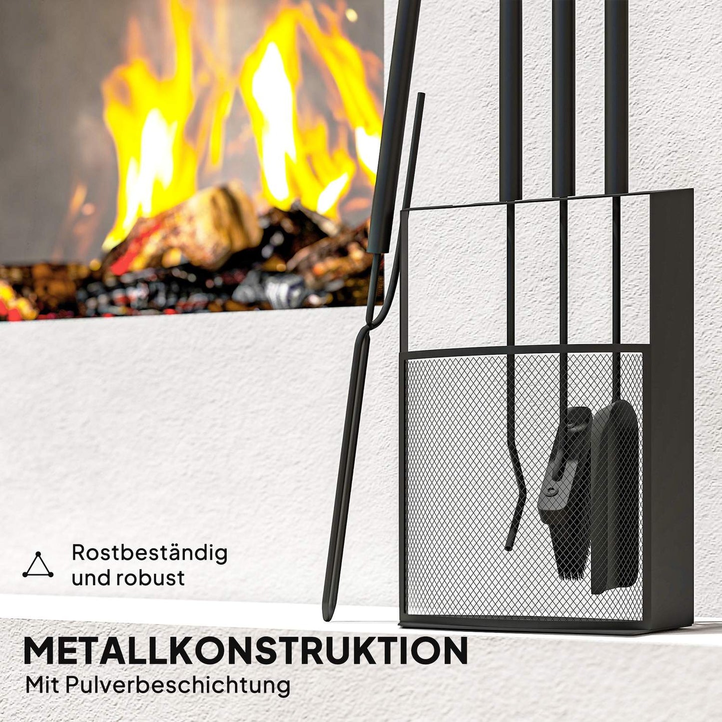 Fireplace Tool Set, 5-Piece, Metal, Black
