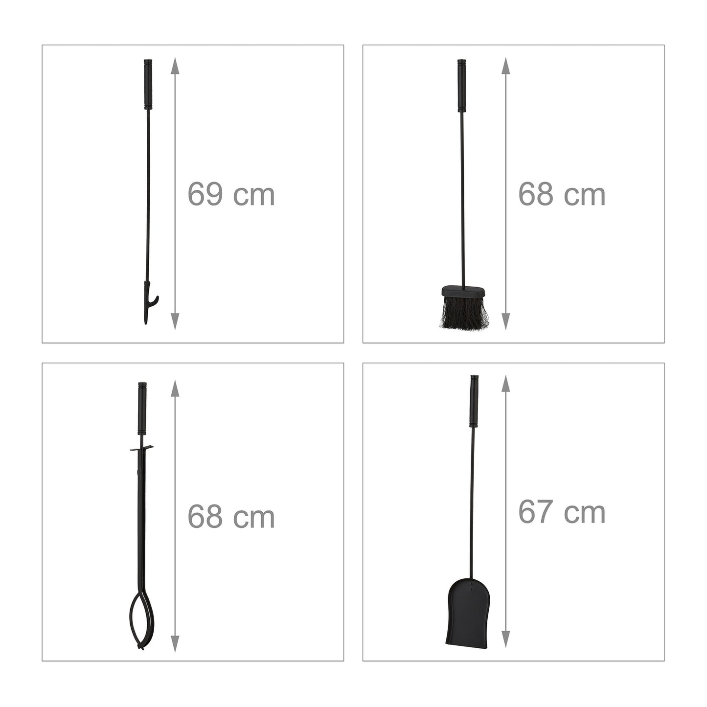 Fireplace Tool Set, 5-Piece Metal with Stand