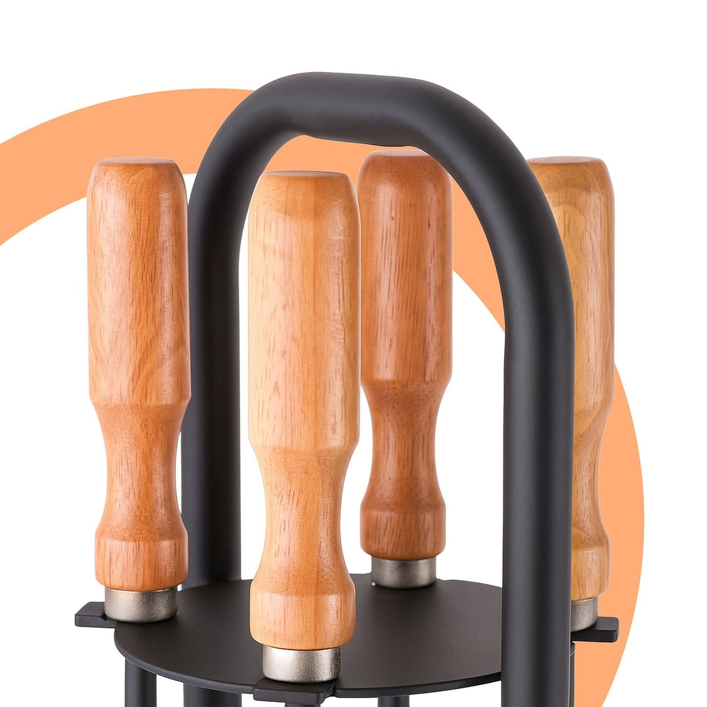 Fireplace Tool Set, 5-Piece, Wood Handles
