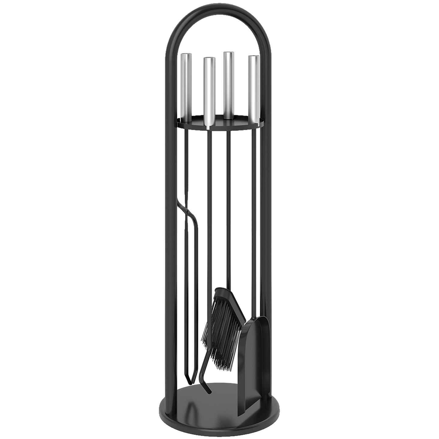 Fireplace Tool Set, 5-Piece with Stand, Brush, Shovel, Poker, Tongs