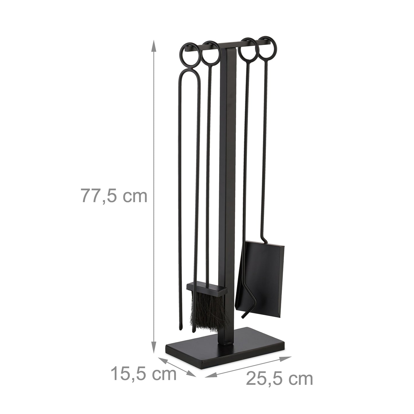 Fireplace Tool Set, Black Metal – Modern Design