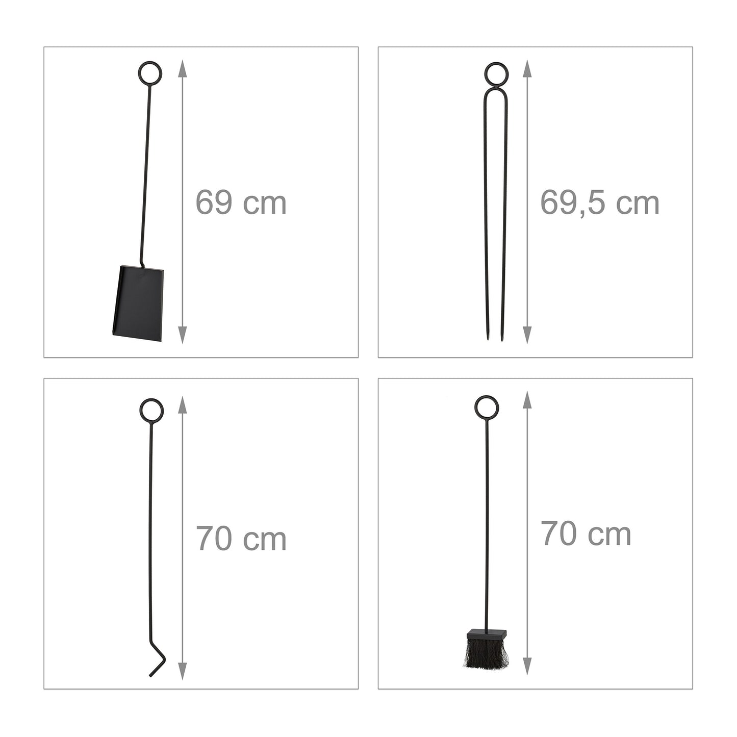 Fireplace Tool Set, Black Metal – Modern Design
