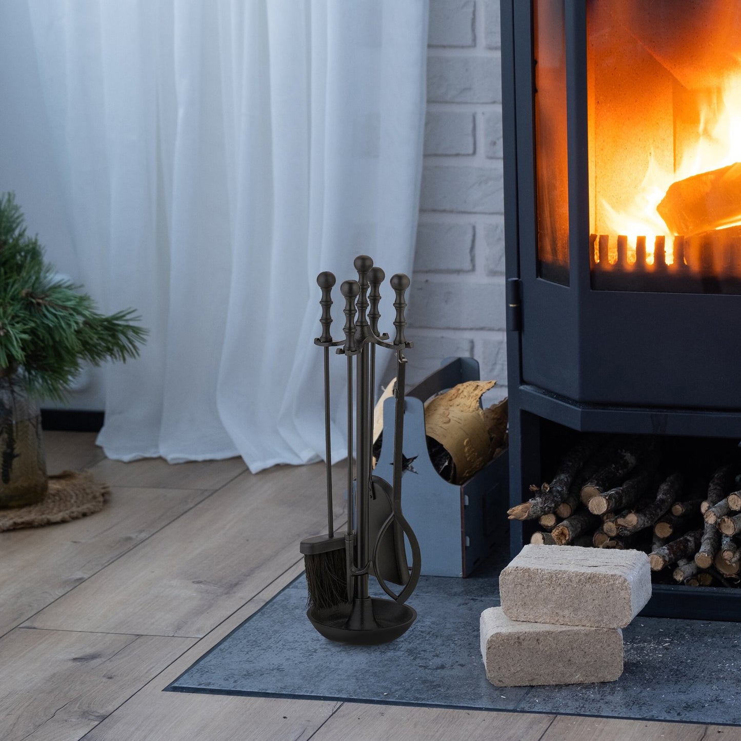 Fireplace Tool Set – Durable Metal, Vintage Design
