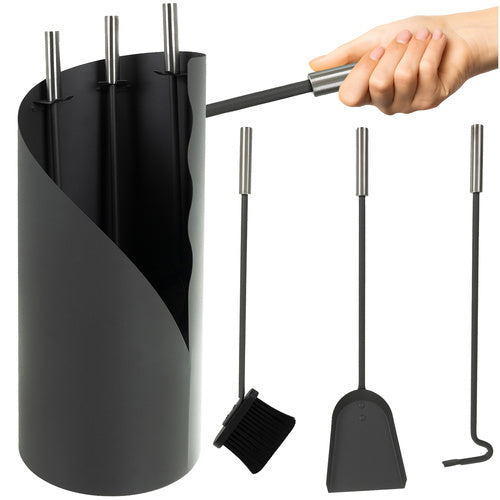 Fireplace Tool Set, Steel 4-in-1 with Stand