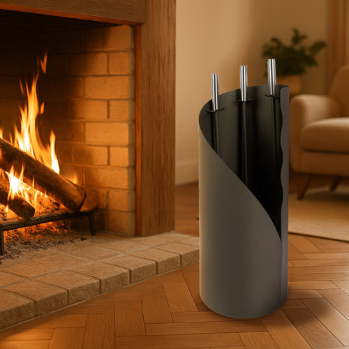 Fireplace Tool Set, Steel 4-in-1 with Stand