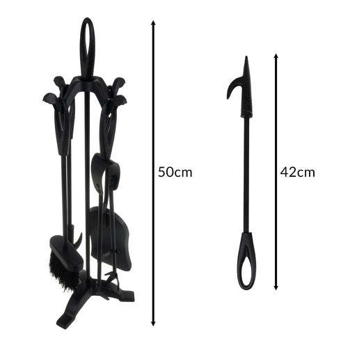 Fireplace Tool Set with Stand – Stainless Steel, 5-Piece