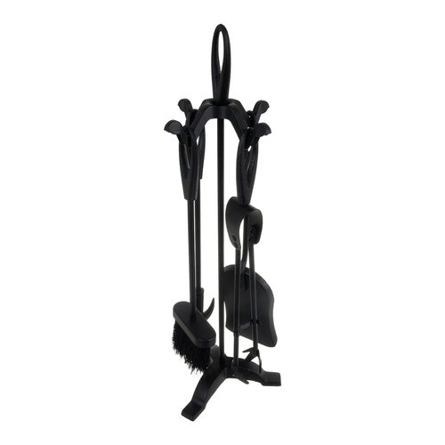 Fireplace Tool Set with Stand – Stainless Steel, 5-Piece