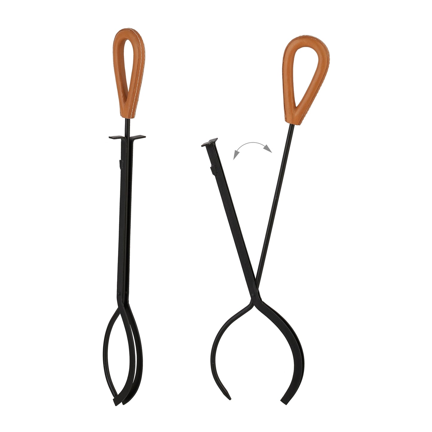 Fireplace Tools Set with Metal Stand and Leather Handles