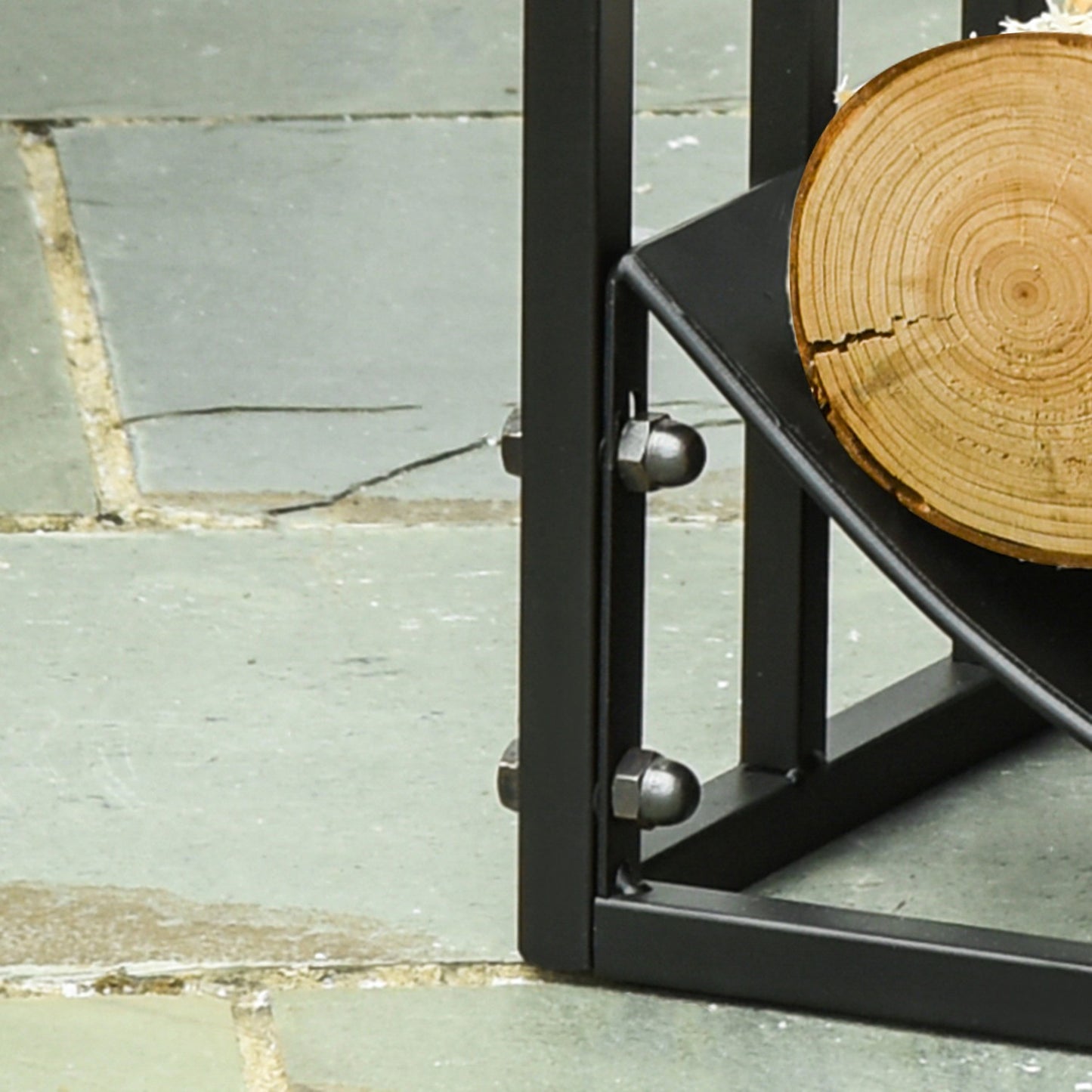 Heavy Duty wood rack in metal, 60 kg capacity, black