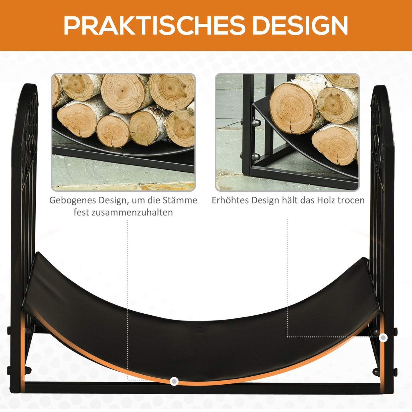 Heavy Duty wood rack in metal, 60 kg capacity, black