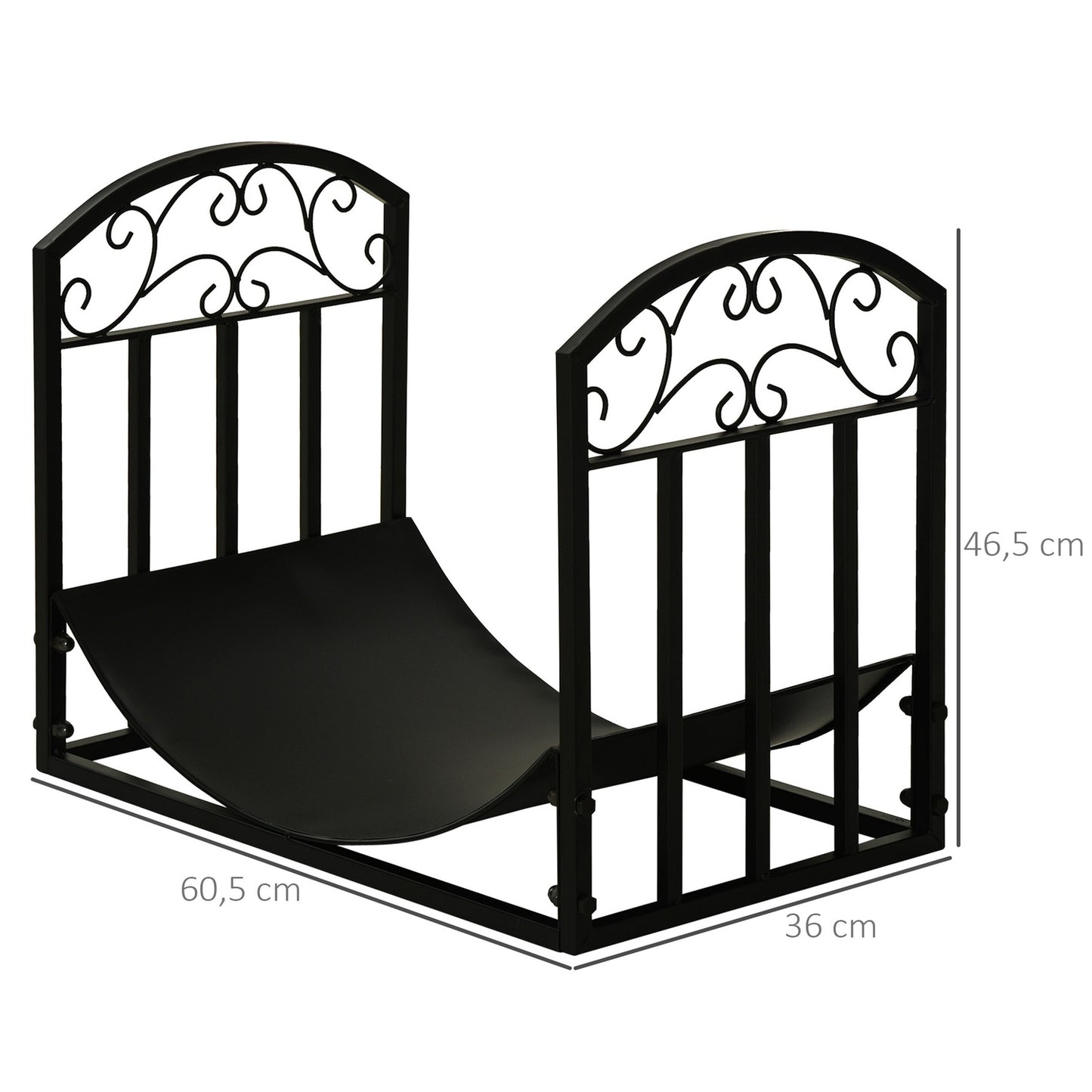 Heavy Duty wood rack in metal, 60 kg capacity, black