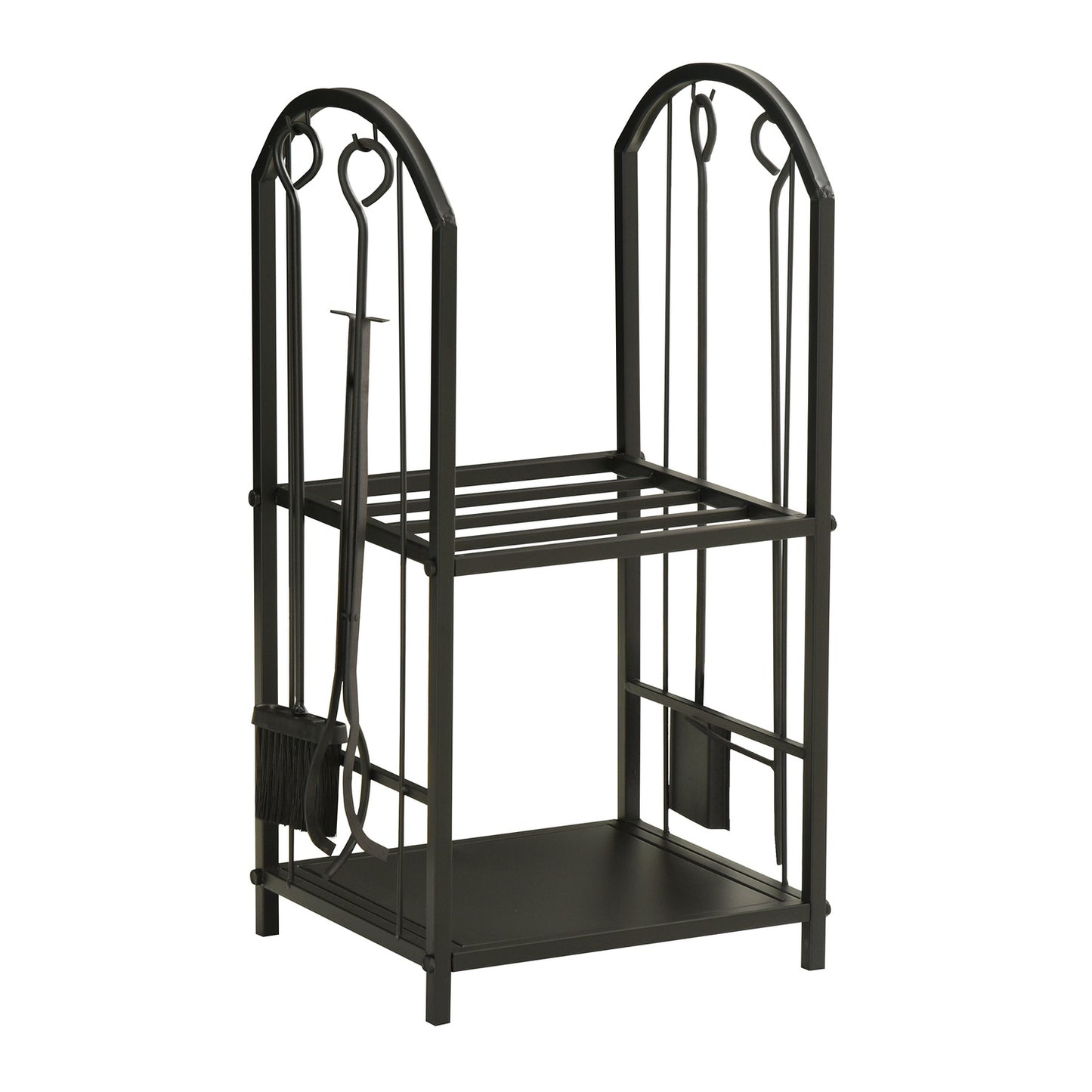 Two-tier firewood rack with tools - 41.5 x 32.5 x 74.5 cm