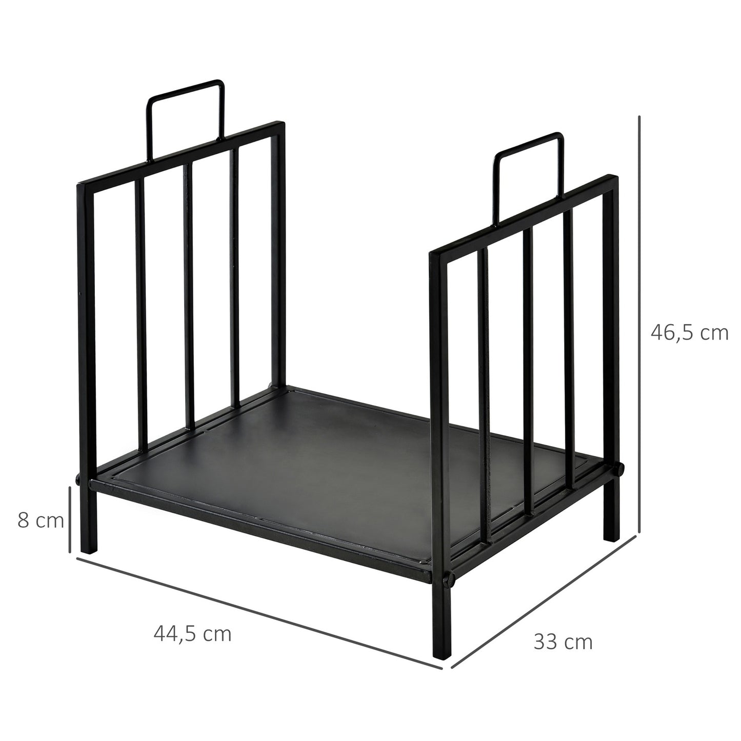 Firewood Rack, Indoor/Outdoor Metal, Black, 44.5x33x46.5 cm