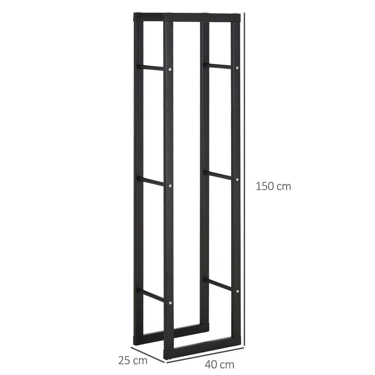 Firewood Rack, Metal, 40x25x150 cm, Holds Up to 100kg